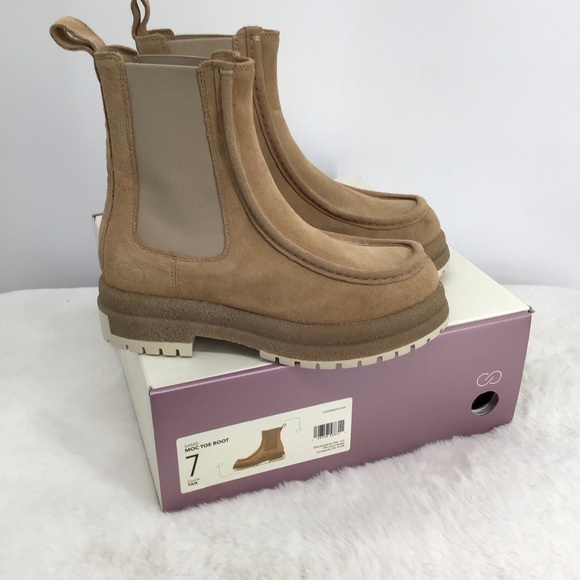 CALIA SAMIE Moc Toe Pull-On Style Suede Leather Boots NWT Tan Winter Size 7 - Picture 8 of 12